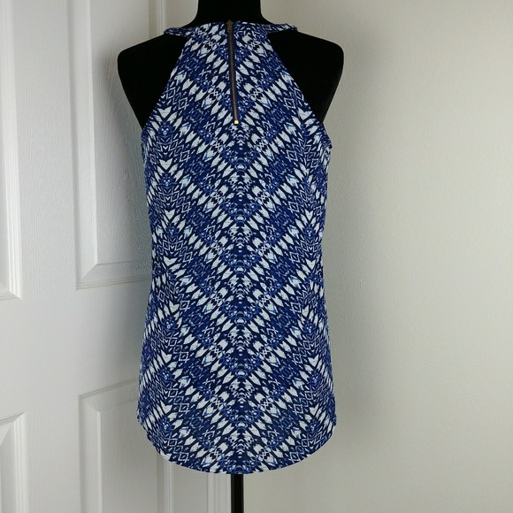 Olive & Oak blue and white tank top high low hem - Picture 6 of 8